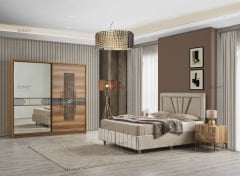 Luna Ceviz Sürgülü Yatak Odası Takımı