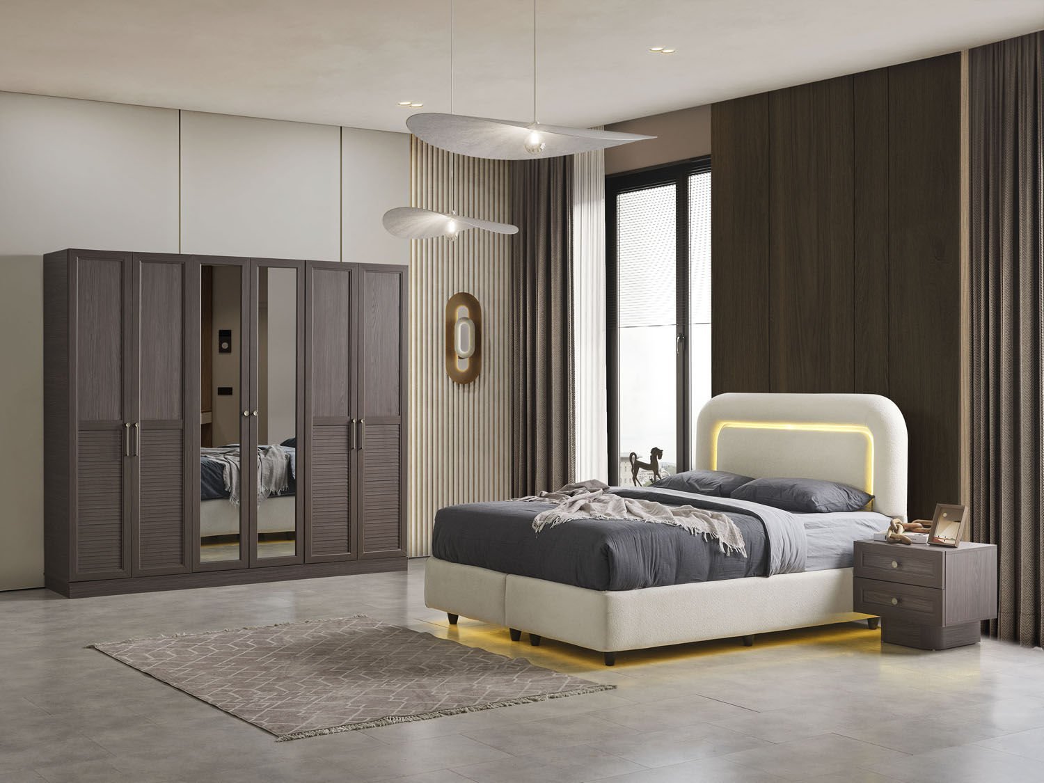 Nice Koyu Ceviz Yatak Odası Takımı %100 MDF