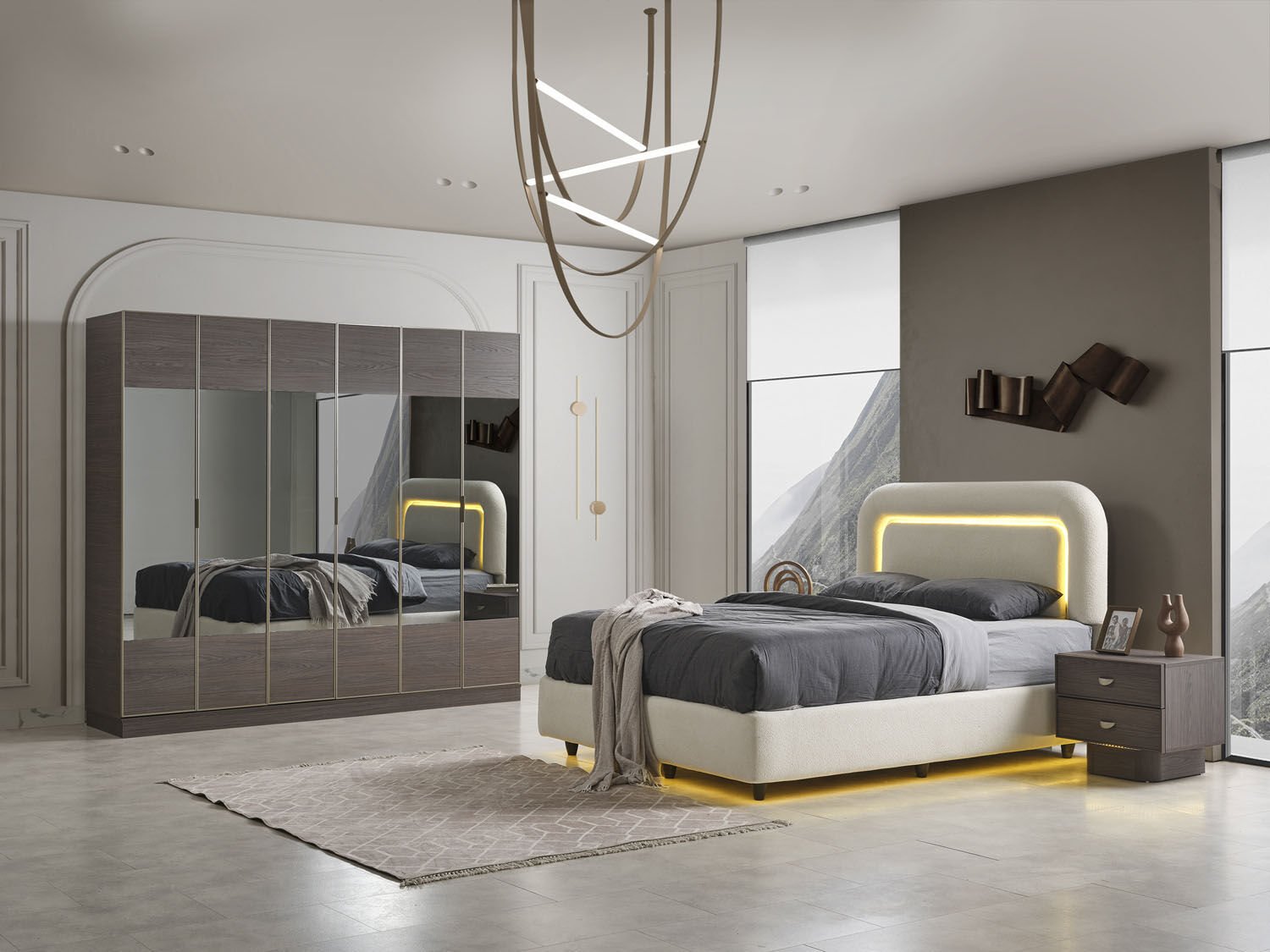 Olbia Koyu Ceviz Yatak Odası Takımı %100 MDF