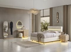 Leros Açık Meşe Yatak Odası Takımı %100 MDF