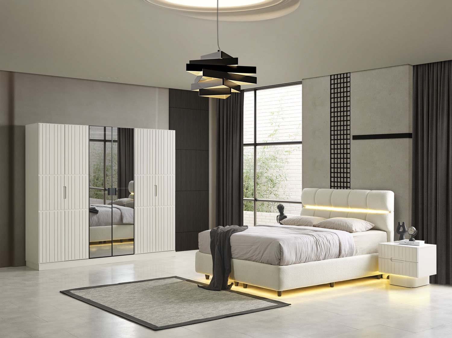 Luton Beyaz Yatak Odası Takımı %100 MDF